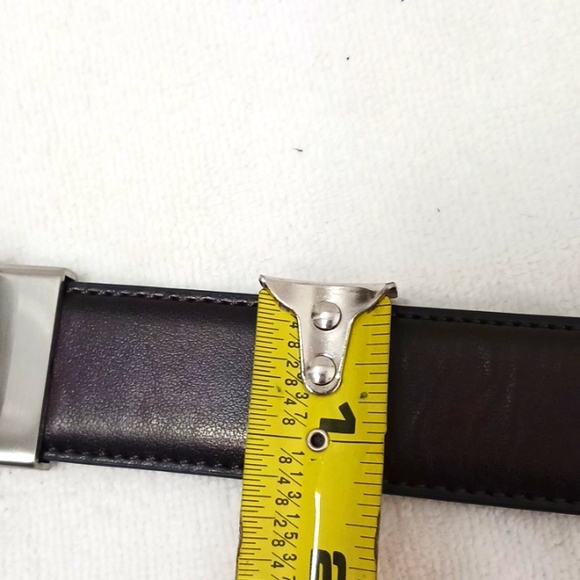 Mens Belt 49" Double Sided ReversibleBlack Brown Brushed Silver Faux Leather - Picture 6 of 11